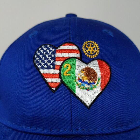 International Rotary Club Queensboro USA Mexico Flag Blue Hat Cap Adjustable - Picture 4 of 10